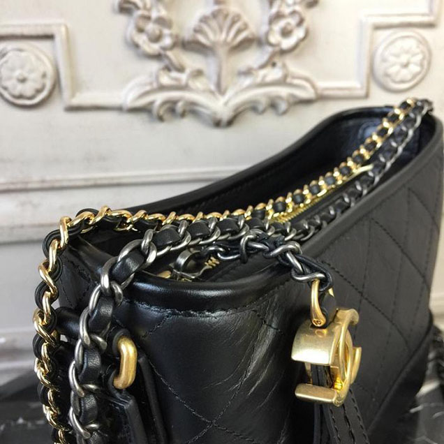 Chanel Gabrielle Hobo Bag Small 20cm Lambskin Leather Cruise 2018 Collection Black
