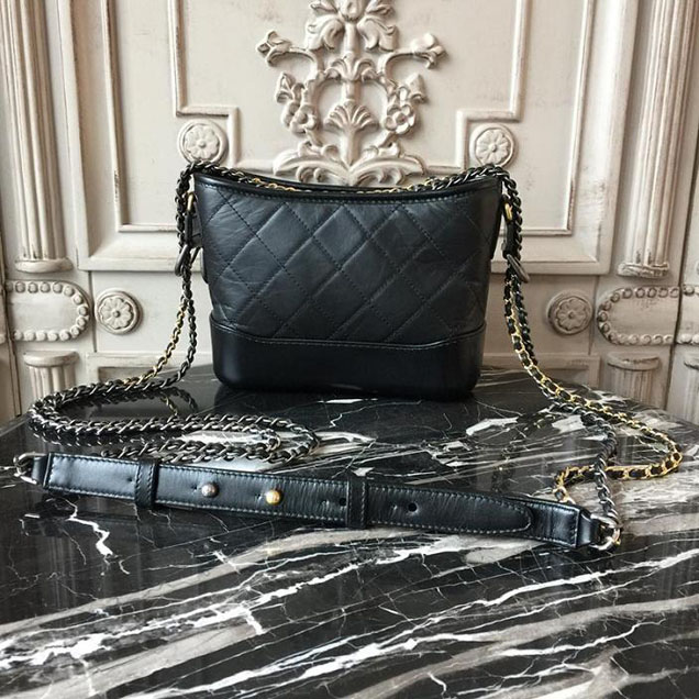 Chanel Gabrielle Hobo Bag Small 20cm Lambskin Leather Cruise 2018 Collection Black