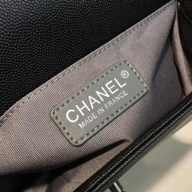 Chanel Boy Bag 25cm Caviar Leather Silver Hardware Cruise 2018 Collection Black