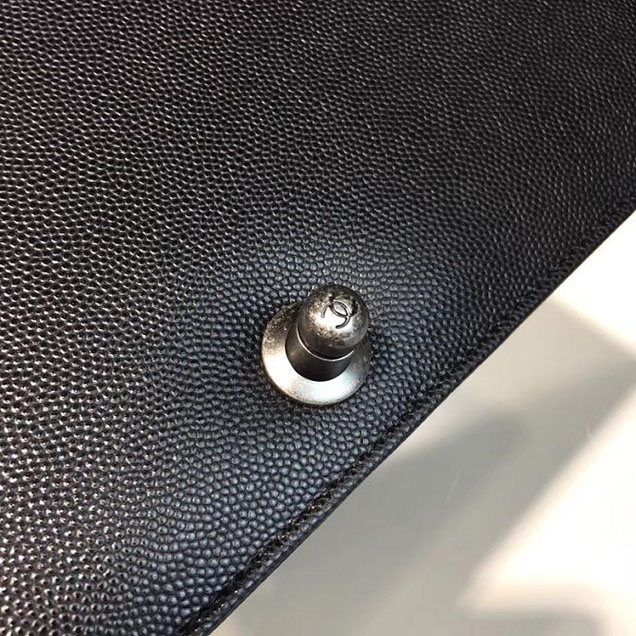 Chanel Boy Bag 25cm Caviar Leather Silver Hardware Cruise 2018 Collection Black