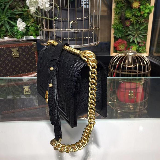 Chanel Boy Bag 25cm Caviar Leather Gold Hardware Cruise 2018 Collection Black