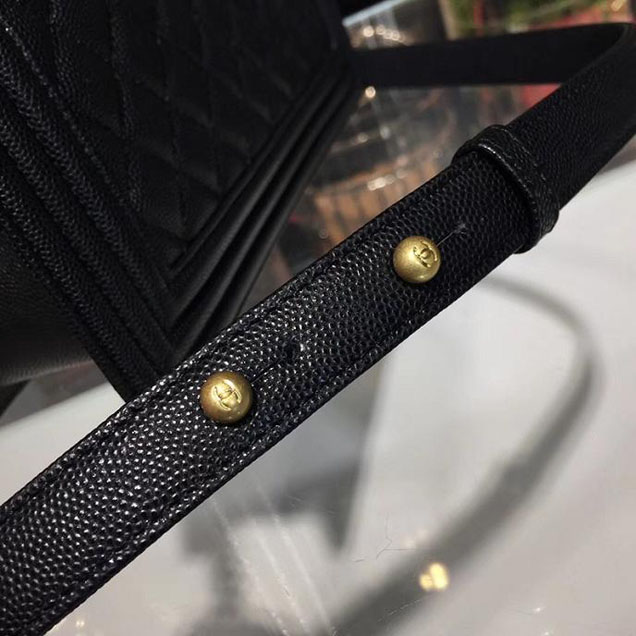 Chanel Boy Bag 25cm Caviar Leather Gold Hardware Cruise 2018 Collection Black