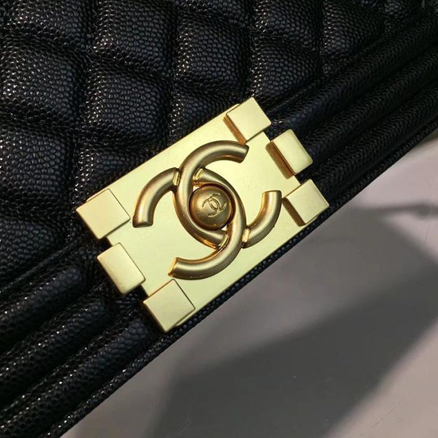 Chanel Boy Bag 25cm Caviar Leather Gold Hardware Cruise 2018 Collection Black