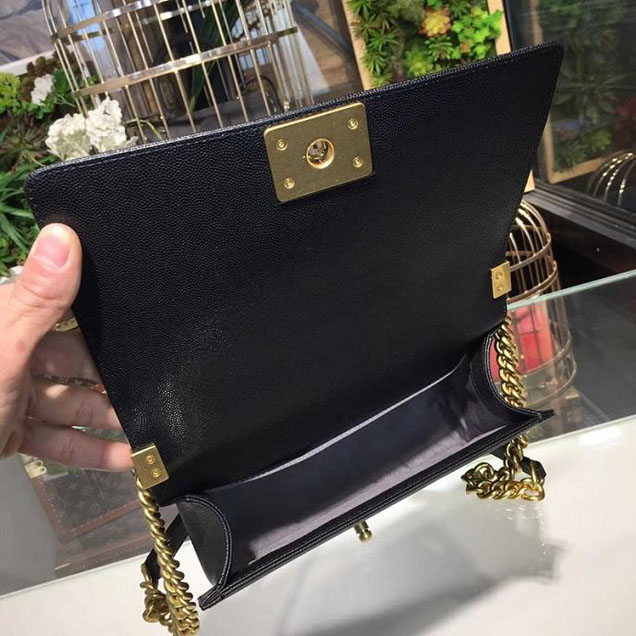 Chanel Boy Bag 25cm Caviar Leather Gold Hardware Cruise 2018 Collection Black