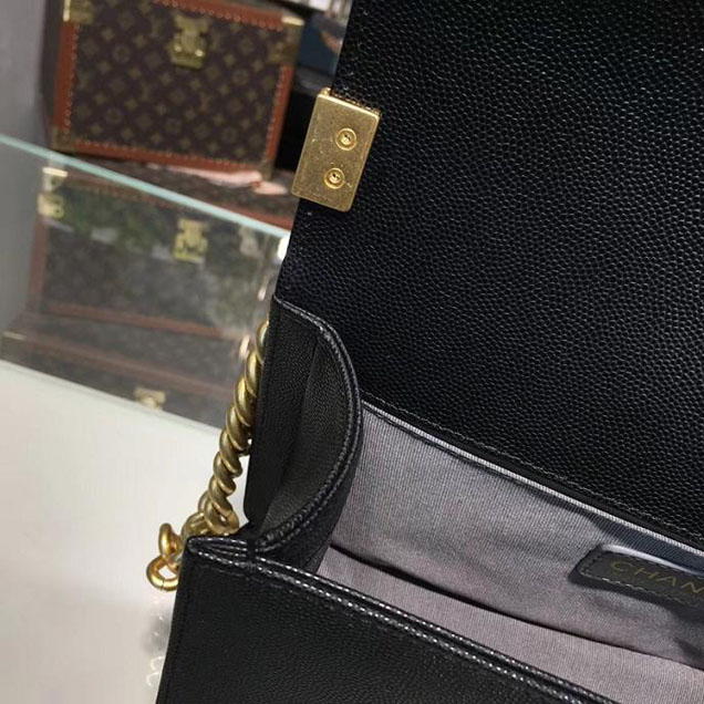 Chanel Boy Bag 25cm Caviar Leather Gold Hardware Cruise 2018 Collection Black