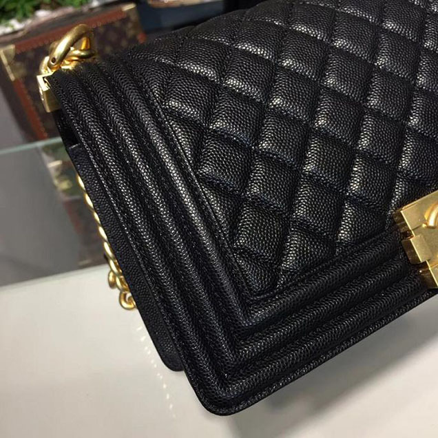 Chanel Boy Bag 25cm Caviar Leather Gold Hardware Cruise 2018 Collection Black
