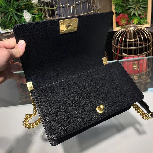 Chanel Boy Bag 25cm Caviar Leather Gold Hardware Cruise 2018 Collection Black