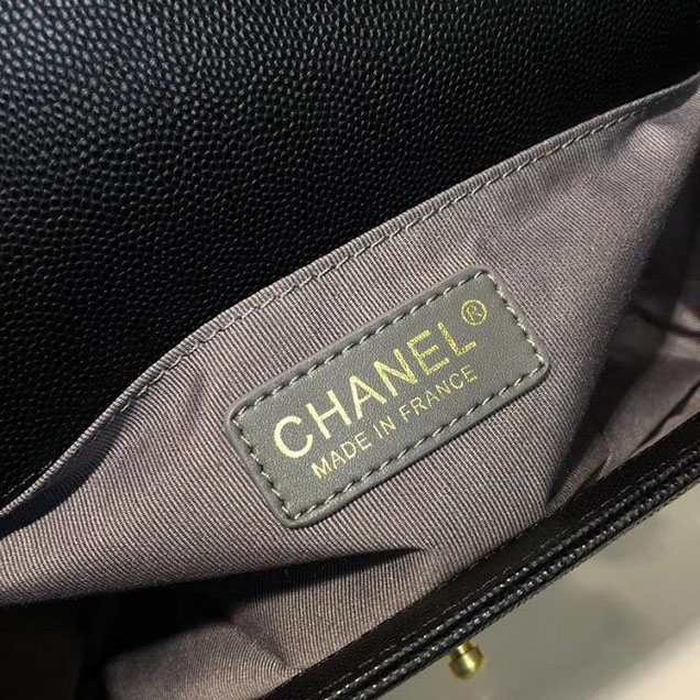 Chanel Boy Bag 25cm Caviar Leather Gold Hardware Cruise 2018 Collection Black