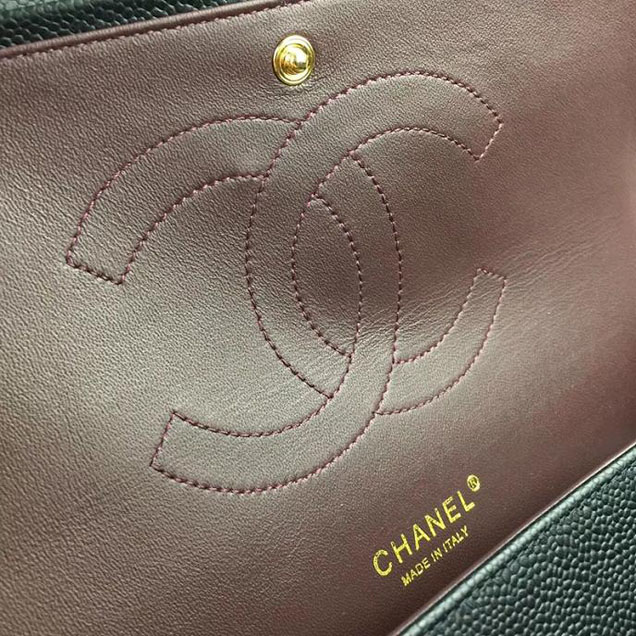 Chanel Classic Flap Bag Large 30cm Caviar Leather Gold Hardware Fall Winter 2017 Act 2 Collection Black