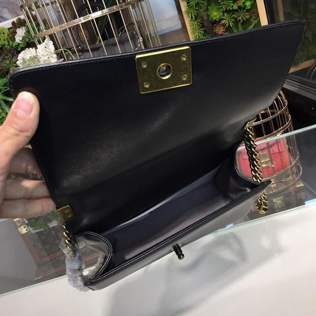 Chanel Chain Handle Bag 25cm Tweed with Sequins Lambskin Leather Antique Gold Hardware Fall Winter Act 2 Collection Black Navy