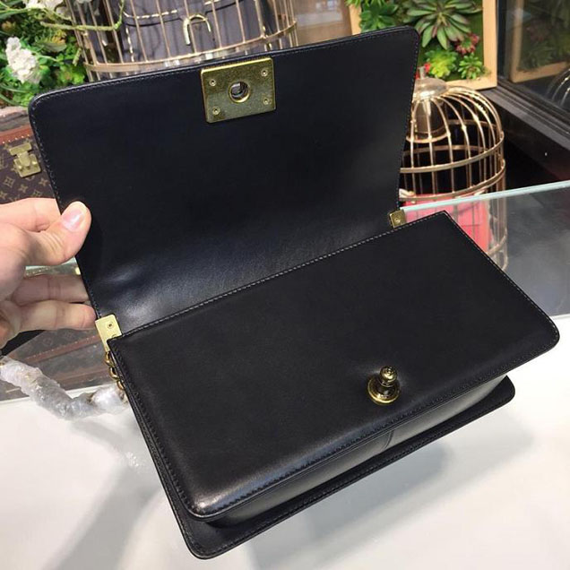 Chanel Chain Handle Bag 25cm Tweed with Sequins Lambskin Leather Antique Gold Hardware Fall Winter Act 2 Collection Black Navy