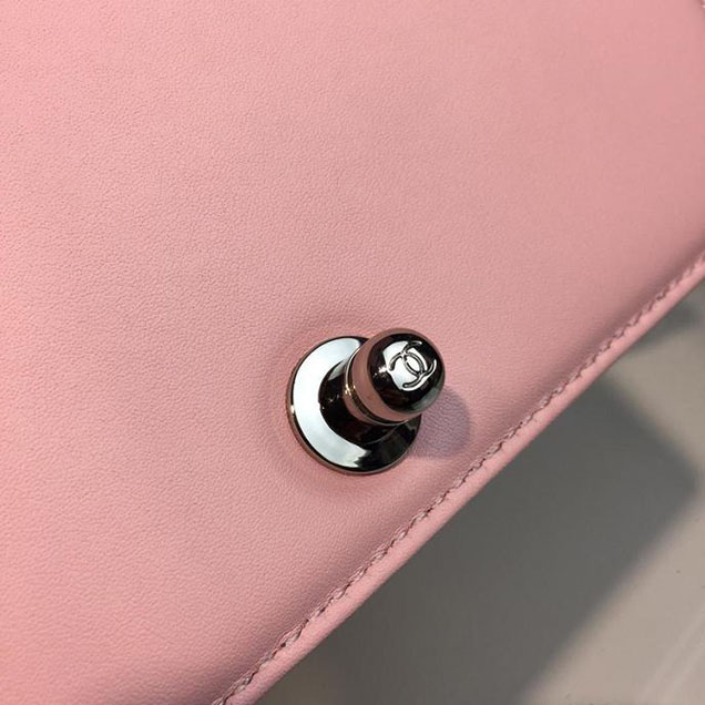 Chanel Chevron Braid Around Chain Flap Bag 20cm Tweed Lambskin Leather Silver Hardware Fall Winter Act 2 Collection Light Pink