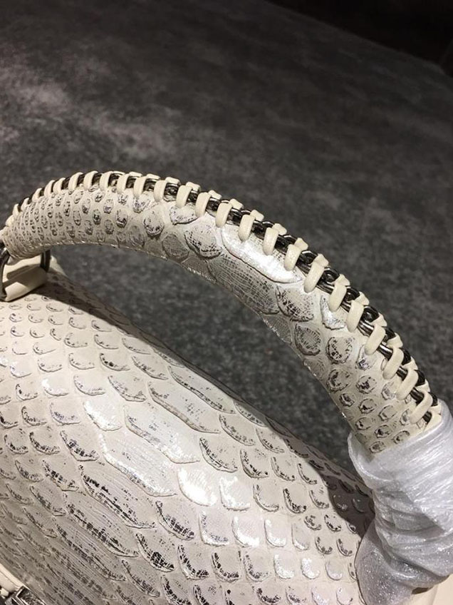 Chanel Chain Handle Bag 25cm Python Skin Leather Antique Gold Hardware Fall Winter Act 2 Collection Cream