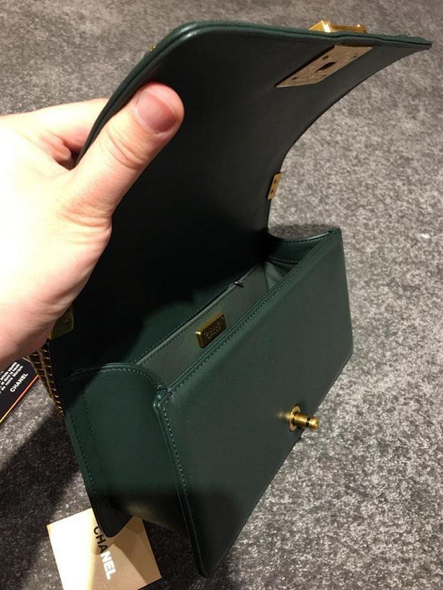 Chanel Chain Handle Bag 25cm Python Skin Leather Antique Gold Hardware Fall Winter Act 2 Collection Emerald Green