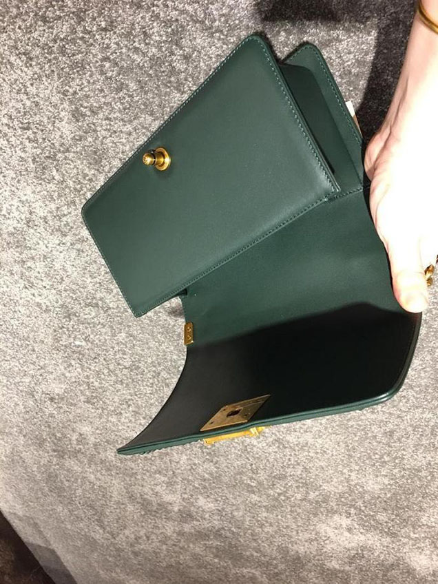 Chanel Chain Handle Bag 25cm Python Skin Leather Antique Gold Hardware Fall Winter Act 2 Collection Emerald Green