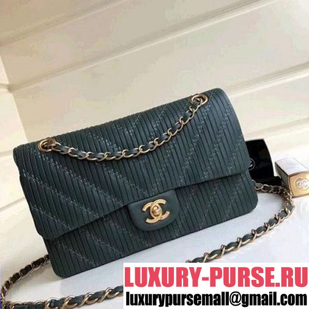 Chanel Pleated Crumpled Calfskin Classic Flap Medium Bag Paon 2018 (1A111-8030507 )
