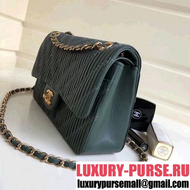 Chanel Pleated Crumpled Calfskin Classic Flap Medium Bag Paon 2018 (1A111-8030507 )