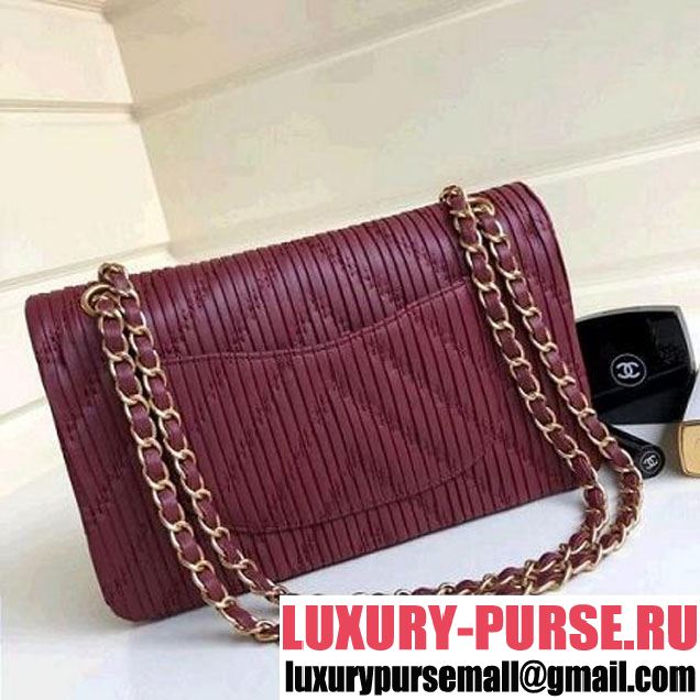 Chanel Pleated Crumpled Calfskin Classic Flap Medium Bag Burgundy 2018 (1A111-8030506 )