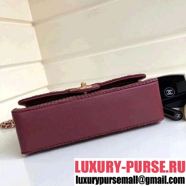 Chanel Pleated Crumpled Calfskin Classic Flap Medium Bag Burgundy 2018 (1A111-8030506 )
