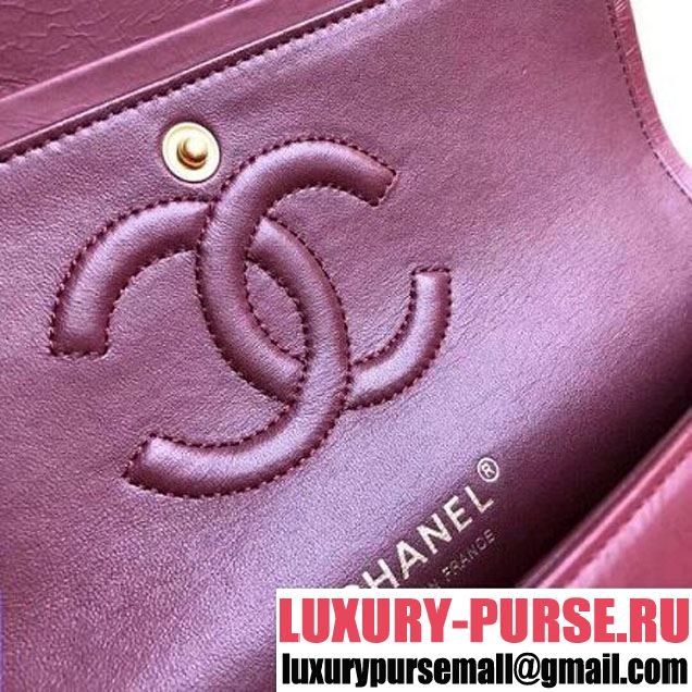 Chanel Pleated Crumpled Calfskin Classic Flap Medium Bag Burgundy 2018 (1A111-8030506 )