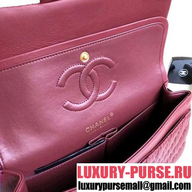 Chanel Pleated Crumpled Calfskin Classic Flap Medium Bag Burgundy 2018 (1A111-8030506 )