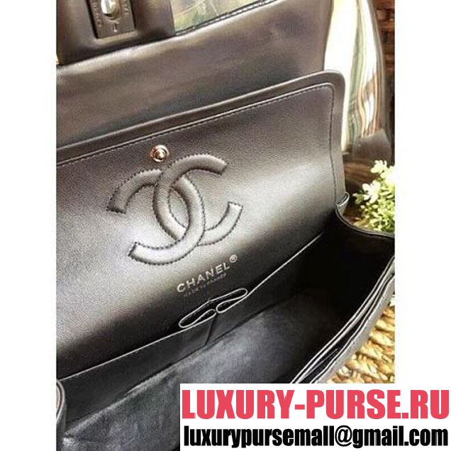Chanel So Black Chevron Lambskin Medium Classic Flap Bag  (1A111-8030504 )