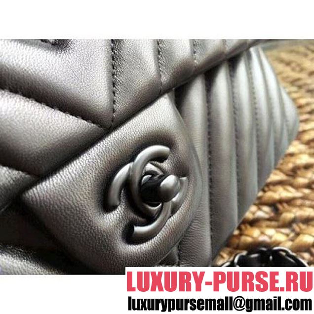 Chanel So Black Chevron Lambskin Medium Classic Flap Bag  (1A111-8030504 )