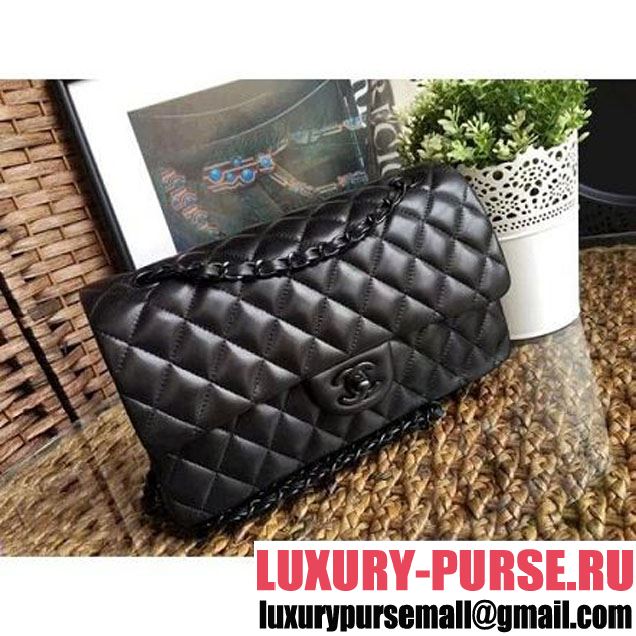 Chanel So Black Quilting Lambskin Medium Classic Flap Bag  (1A111-8030502 )