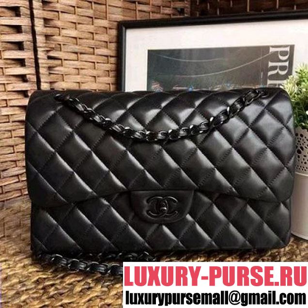 Chanel So Black Quilting Lambskin Jumbo Classic Flap Bag (1A111-8030501 )