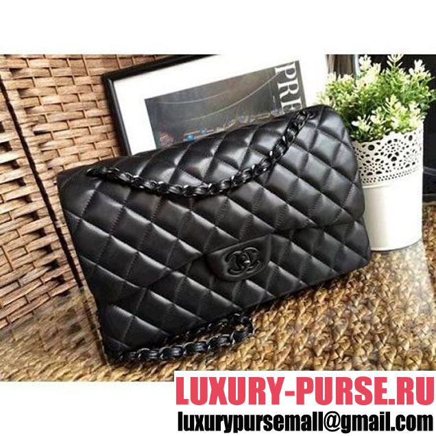 Chanel So Black Quilting Lambskin Jumbo Classic Flap Bag  (1A111-8030501 )