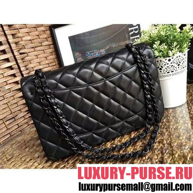 Chanel So Black Quilting Lambskin Jumbo Classic Flap Bag  (1A111-8030501 )