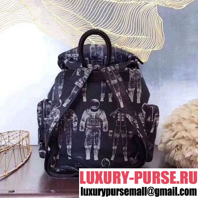 Chanel Black/White Printed Nylon Astronaut Essentials Backpack Bag F/W 2017 (2A143-8030514 )