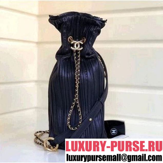 Chanel Coco Pleats Large Backpack Bag A57146 Black 2018 (1A111-8030511 )