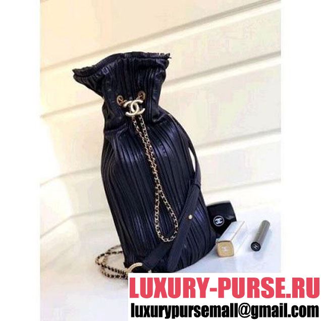 Chanel Coco Pleats Large Backpack Bag A57146 Black 2018 (1A111-8030511 )