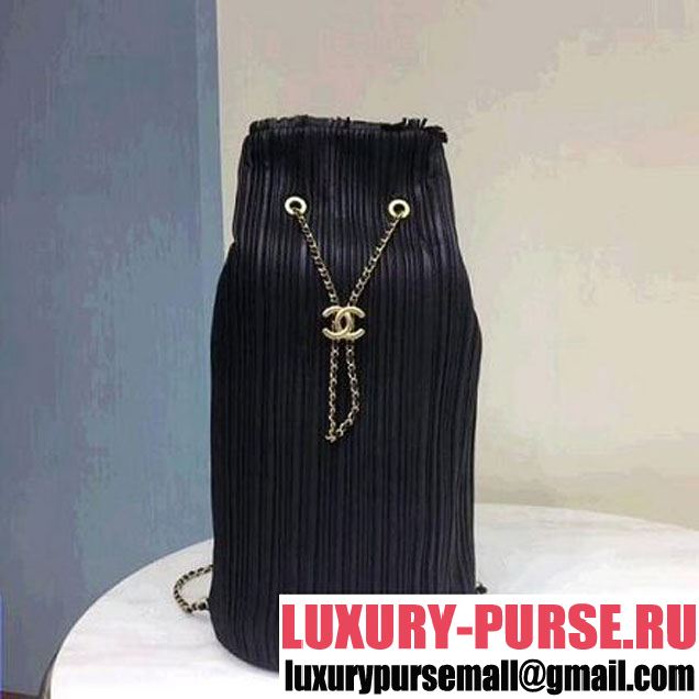 Chanel Coco Pleats Large Backpack Bag A57146 Black 2018 (1A111-8030509 )