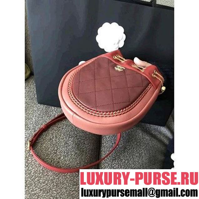 Chanel Calfskin Metal Drawstring Bucket Bag Red/Burgundy 2018 (2A143-8030515 )