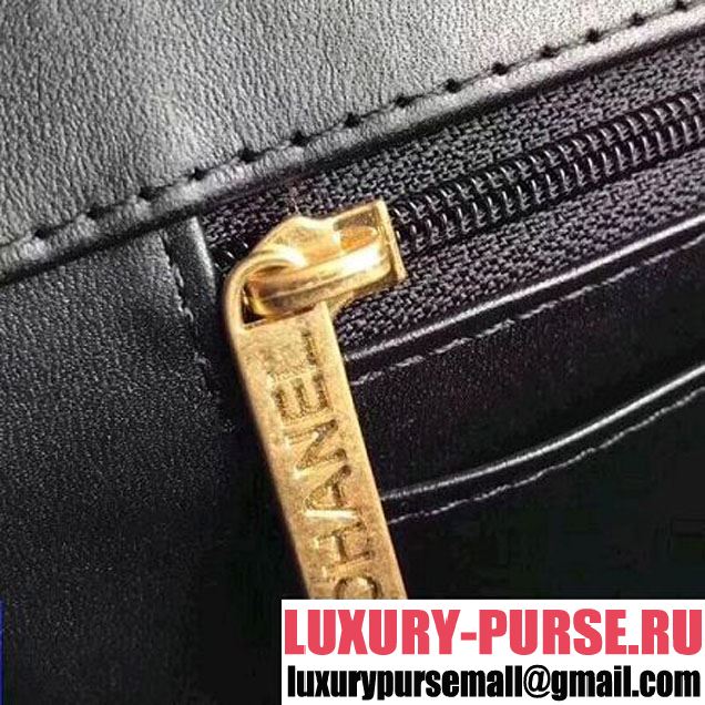 Chanel Braided Woven Canvas Small Classic Flap Bag Gold Hardware Black Cruise 2018  (1A2017-8031017 )