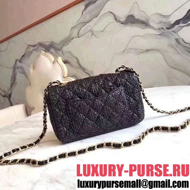 Chanel Braided Woven Canvas Small Classic Flap Bag Gold Hardware Black Cruise 2018  (1A2017-8031017 )