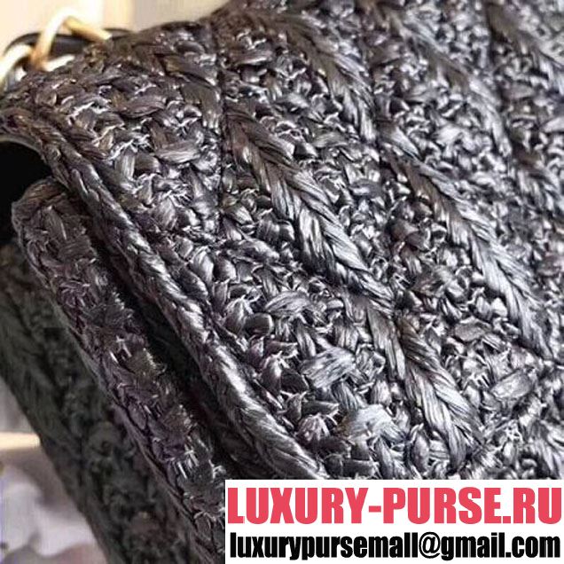 Chanel Braided Woven Canvas Small Classic Flap Bag Gold Hardware Black Cruise 2018  (1A2017-8031017 )