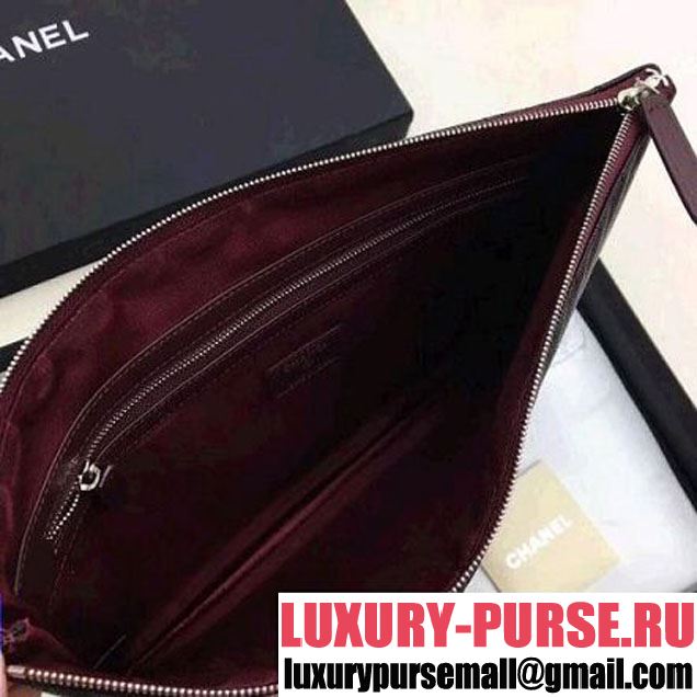Chanel Chevron Grained Calfskin Small Pouch Black (Silver-tone Metal) (ZMD-8031228 )