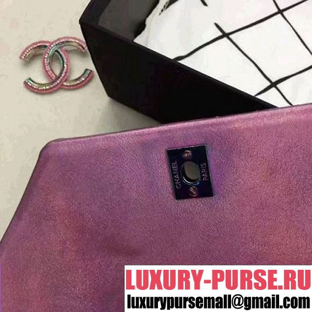 Chanel Chevron Iridescent Lambskin Clutch Bag A98558 Purple (Iridescent Metal) (ZMD-8031220 )