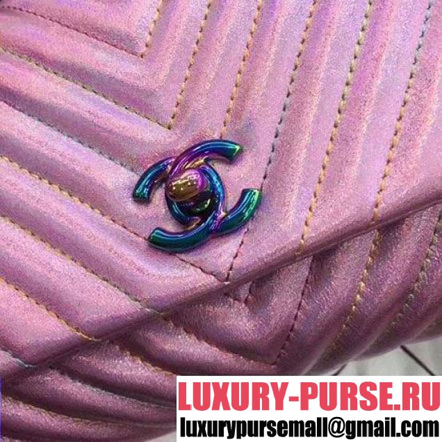 Chanel Chevron Iridescent Lambskin Clutch Bag A98558 Purple (Iridescent Metal) (ZMD-8031220 )