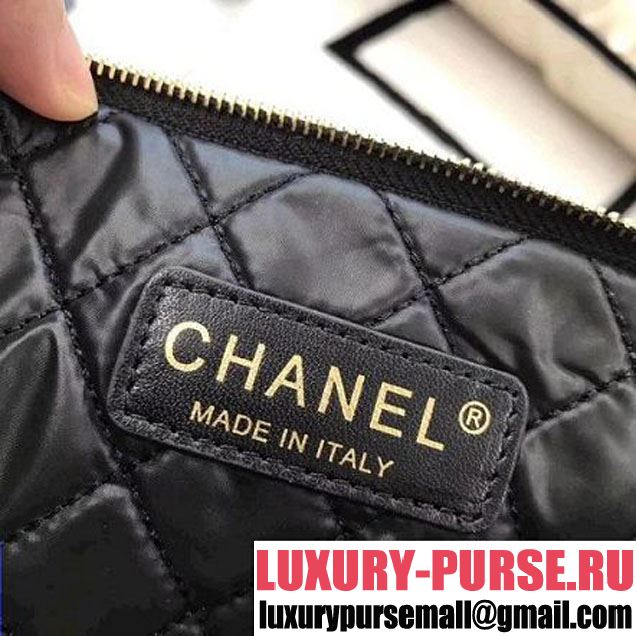 Chanel Two-tone Quilting Lambskin Large Pouch Black/Blue (LZ-8031319 )