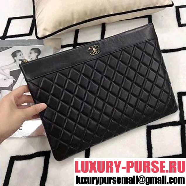 Chanel Quilting Lambskin Large Pouch Black (LZ-8031318 )