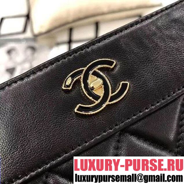 Chanel  Quilting Lambskin Large Pouch Black (LZ-8031318 )