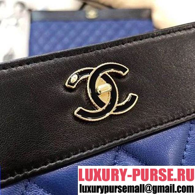 Chanel Two-tone Quilting Lambskin Small Pouch Black/Blue (LZ-8031317 )