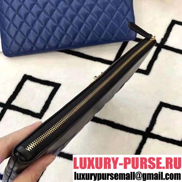 Chanel Two-tone Quilting Lambskin Small Pouch Black/Blue (LZ-8031317 )