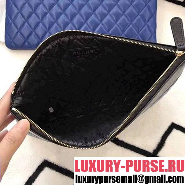 Chanel Two-tone Quilting Lambskin Small Pouch Black/Blue (LZ-8031317 )
