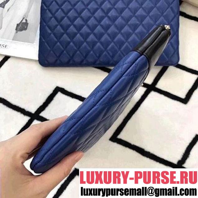 Chanel Two-tone Quilting Lambskin Small Pouch Black/Blue (LZ-8031317 )