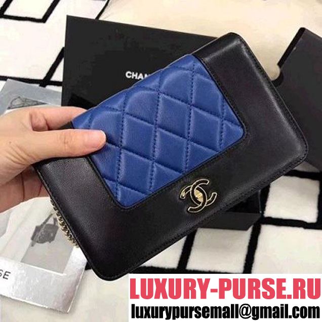 Chanel Two-tone Lambskin Wallet on Chain WOC Bag Black/Blue (LZ-8031315 )